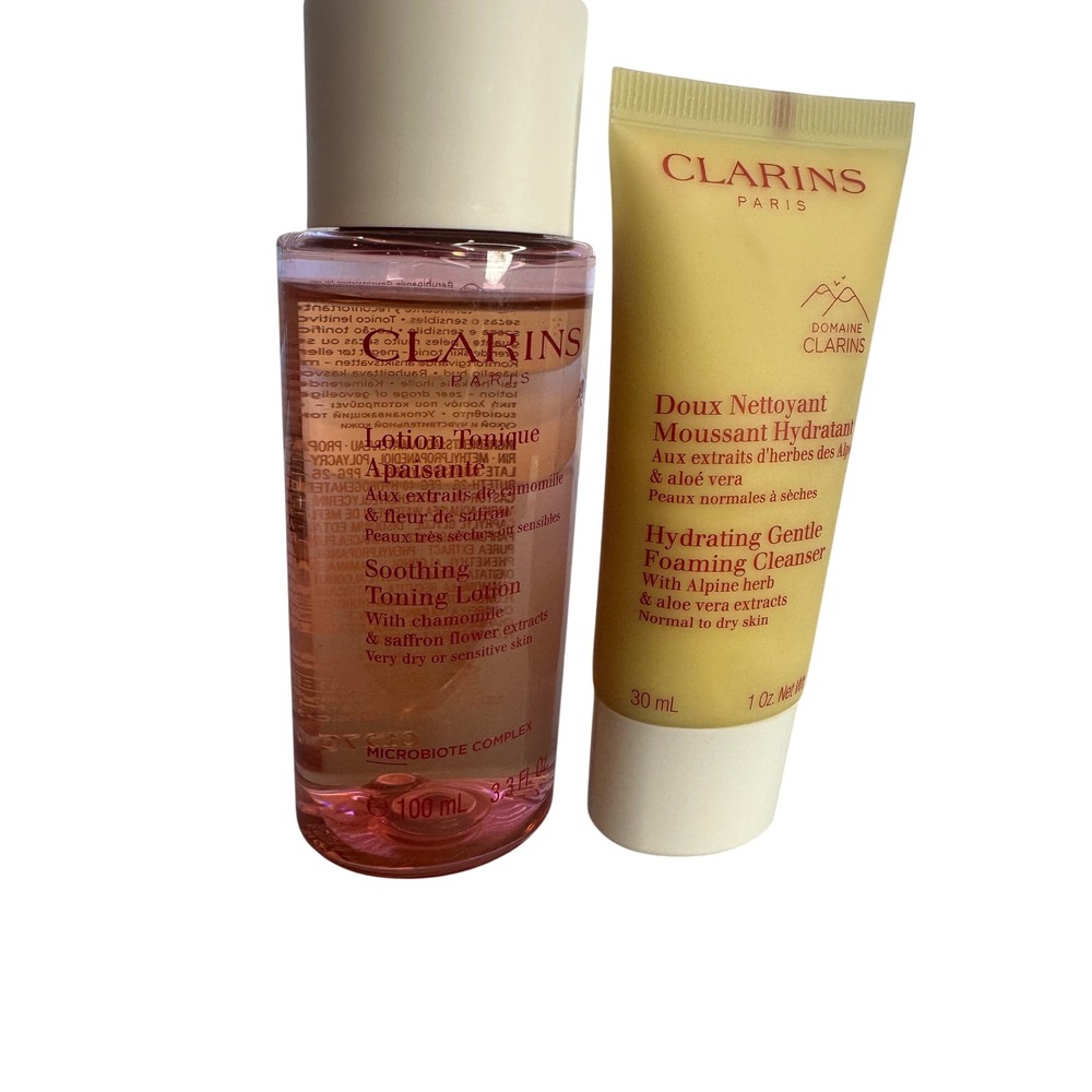 Clarins Soothing Toning Lotion 100ml & Hydrating Gentle Foaming Cleanser 30ml